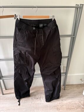 H&M Black Cargo Joggers with Drawstring Waist
